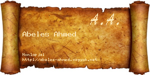 Abeles Ahmed névjegykártya